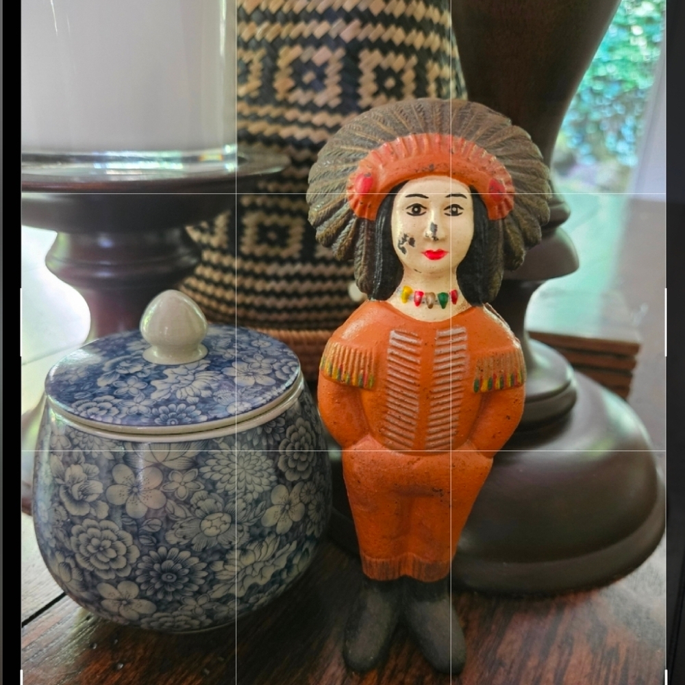 Vintage Caast Iron Small Native American Indian Chief Bank